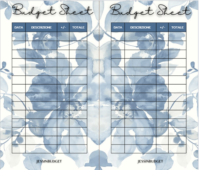 Budget Sheet ELEGANT BLUE