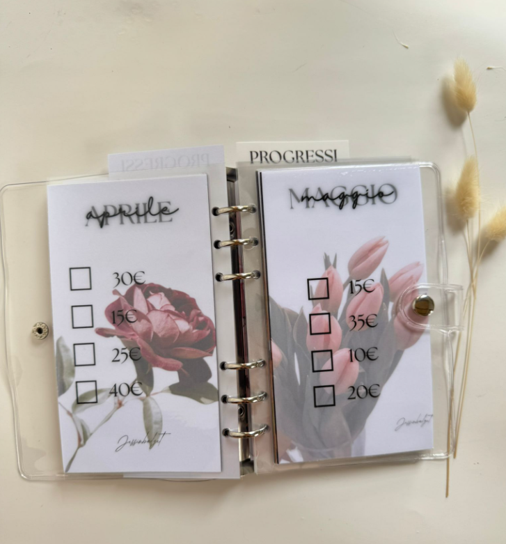 Challenge dei mesi a tema fiori con agenda in effetto acrilico