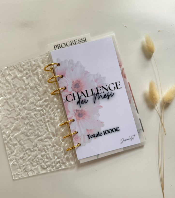 Challenge dei mesi a tema fiori con agenda in effetto acrilico