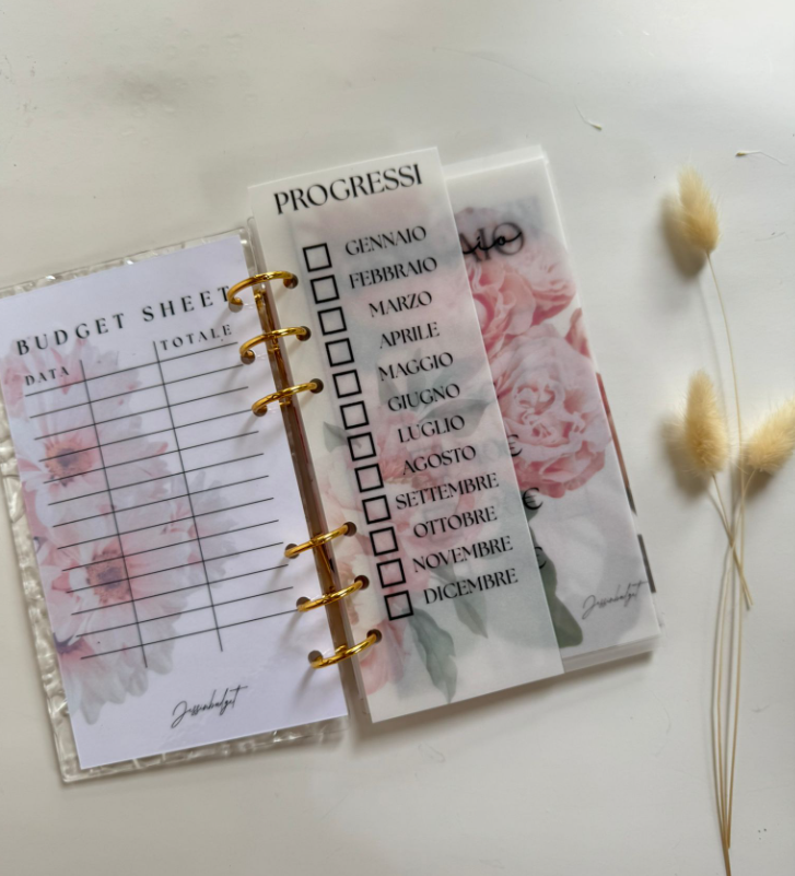 Challenge dei mesi a tema fiori con agenda in effetto acrilico
