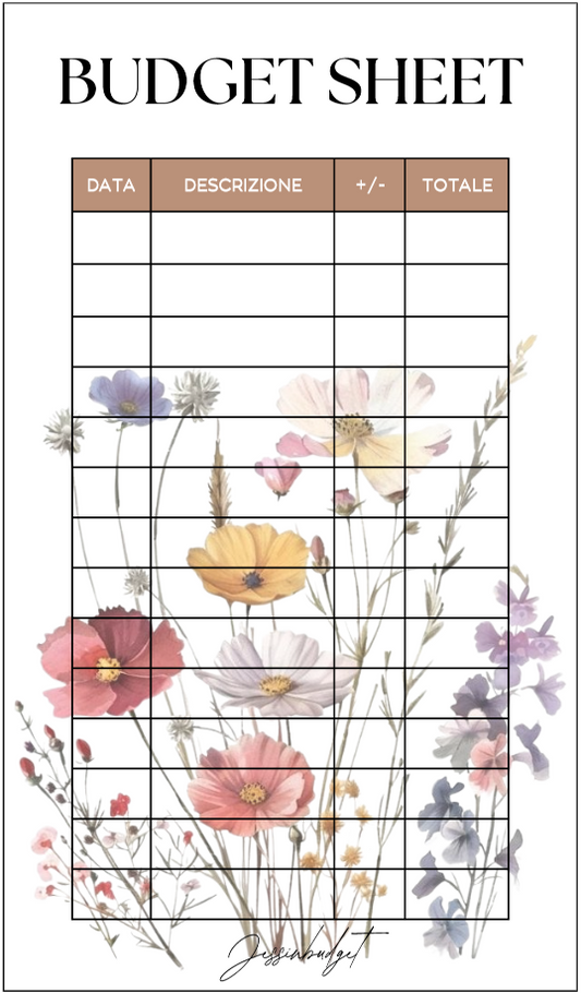 Budget Sheet WILD FLOWERS